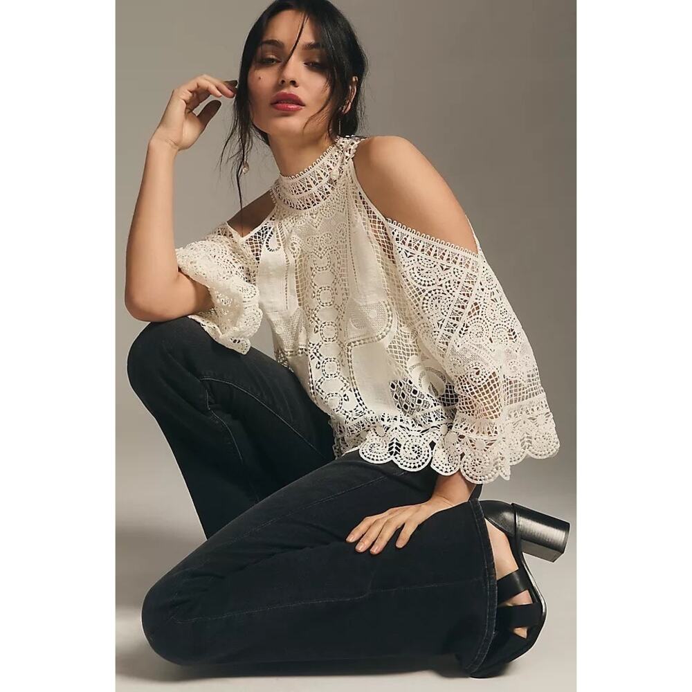 Farm Rio x Anthropologie Guipure Blouse NWT Medium